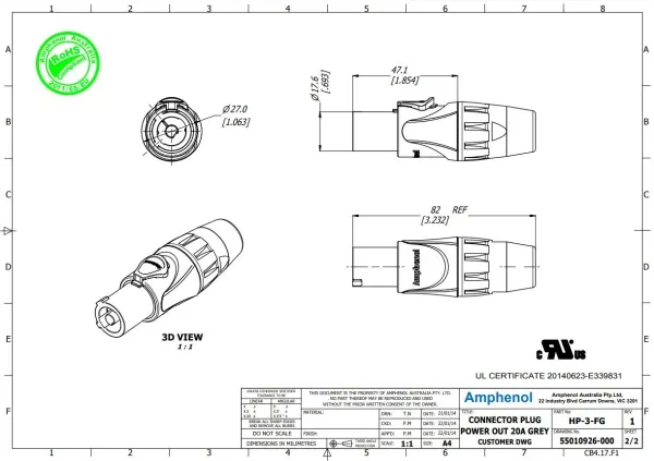 AMPHENOL HP-3-FG AMPHENOL HP-3-FG